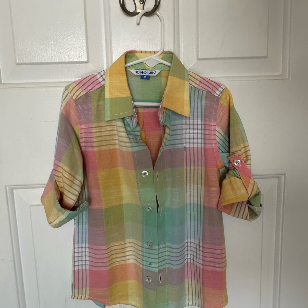 Rugged Butts Multicolor Plaid Kids Shirt 3T
